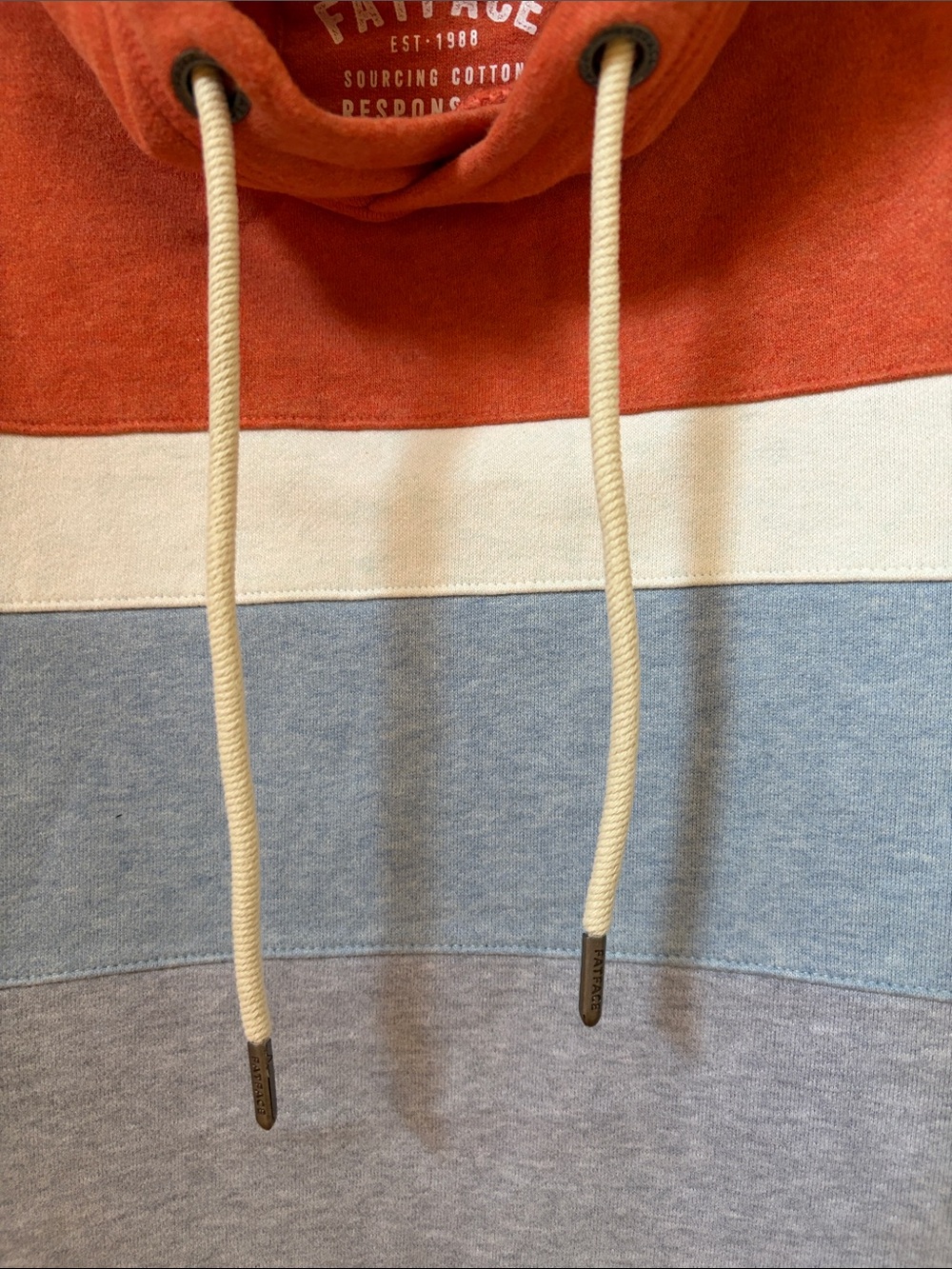 Men's Colorblock Pullover Hoodie in Rust, Light Blue & Gray - Picture 2 of 5